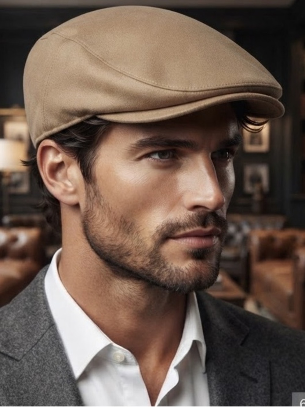 Country Gentleman Water-Repellent Tan Driving Cap - Newsboy - Retro